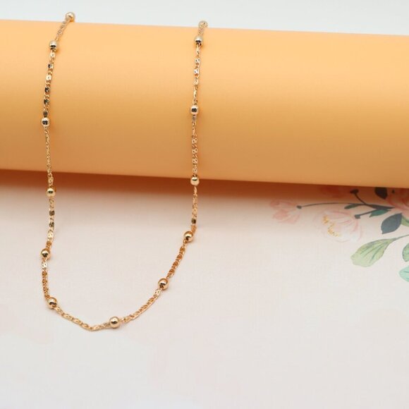 "Rose Gold Beaded Chain Necklace, XPNL0189 - Picture 10 of 12